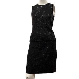 INC Black Sequins Sweater & Skirt Set Sz M